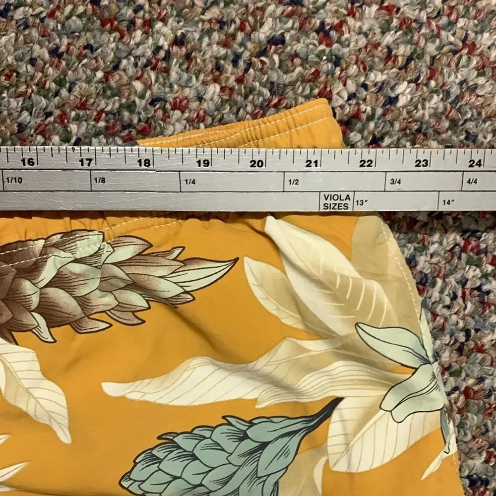 Tommy Bahama Relax Men's Gold Blue Tropical Print Drawstring Swim Trunks Sz XXL